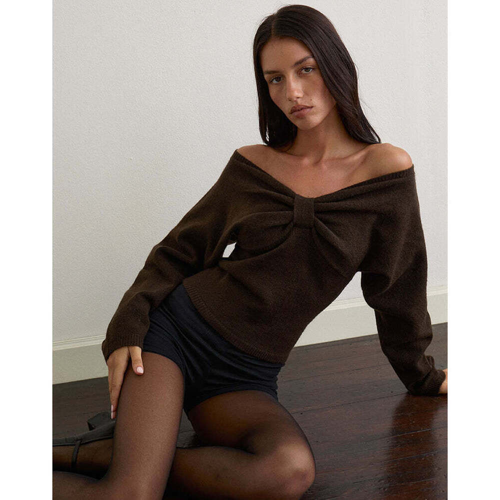 Motel Rocks Sikuna Bow Jumper in Brown Size MM